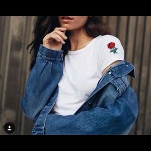 Brandy Melville White Top with Rose